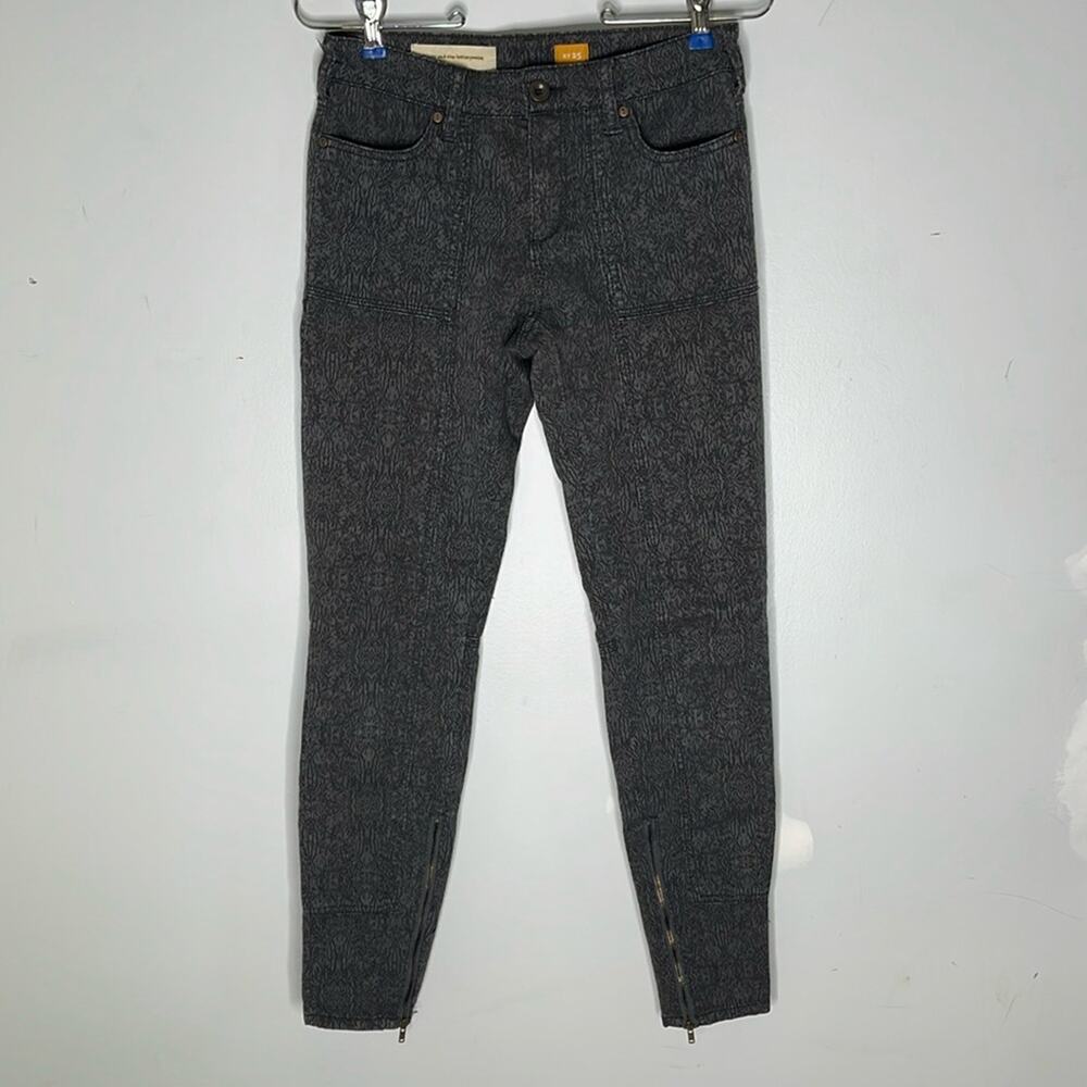 PILCRO Gray and Black Textured Zipper Detail Skinny Pants Size 25